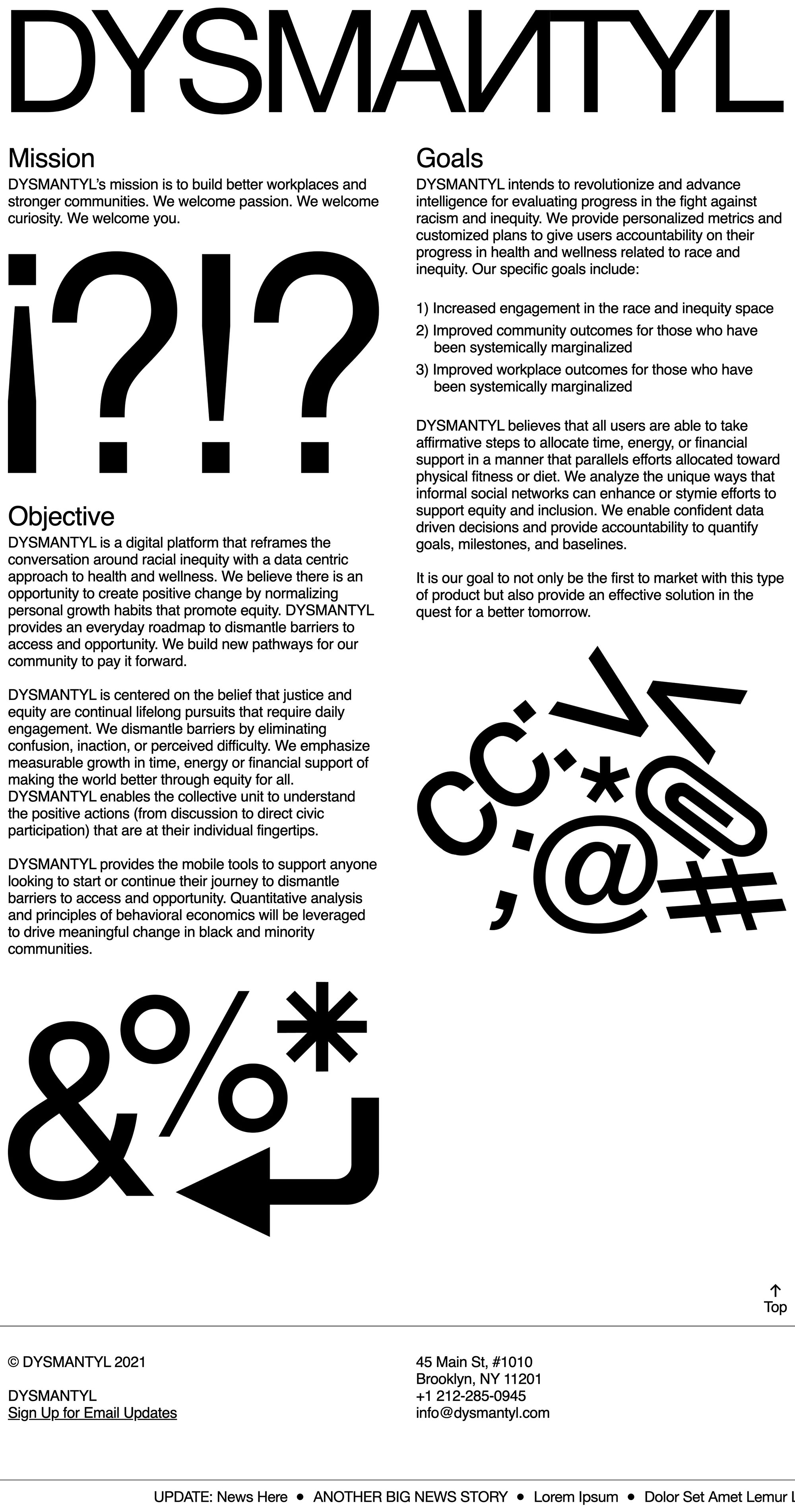 DYSMANTYL by Marcus Guttenplan for With Projects, Inc